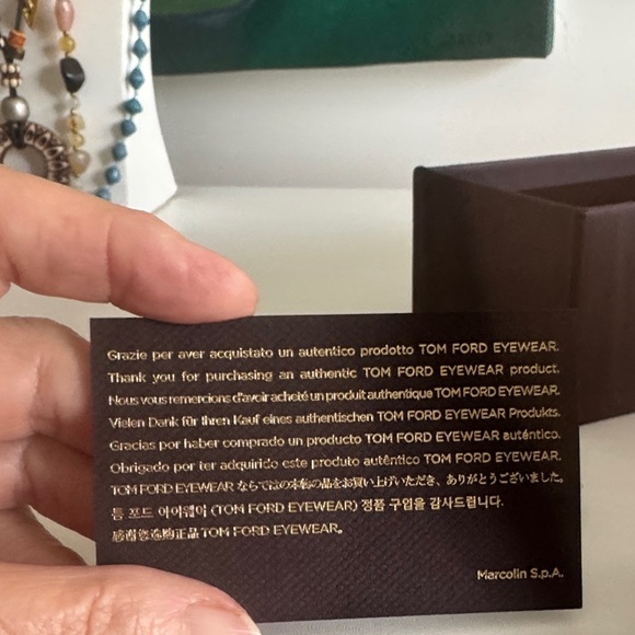 Tom Ford Dark Brown Box and Authentication Card with an Envelope for Eyewear - Picture 5 of 7